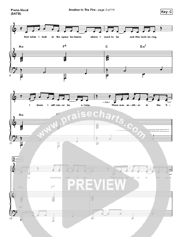 Another In The Fire Piano/Vocal (SATB) (Hillsong UNITED)