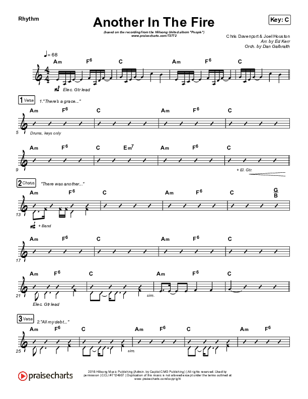 Another In The Fire Rhythm Chart (Hillsong UNITED)