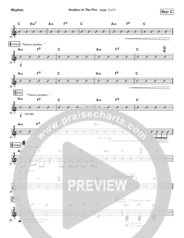 Another In The Fire Rhythm Chart (Hillsong UNITED)