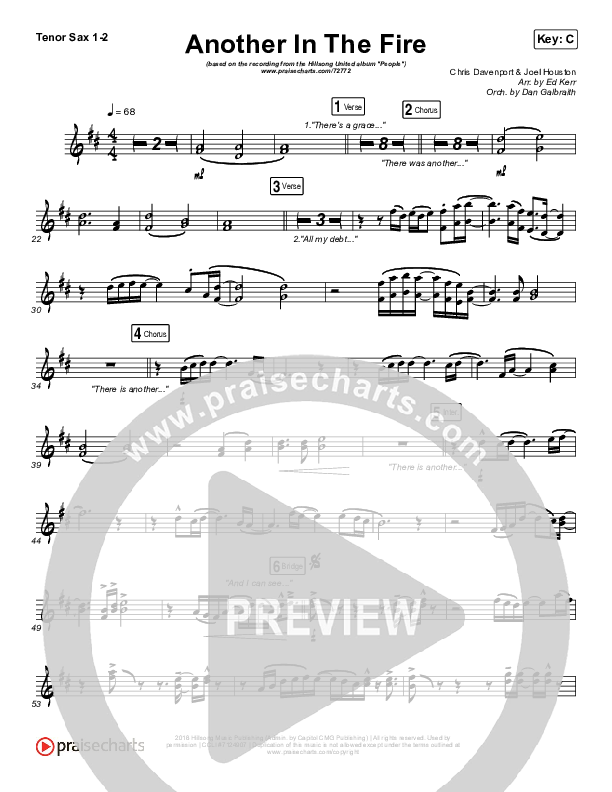 Another In The Fire Tenor Sax 1/2 (Hillsong UNITED)