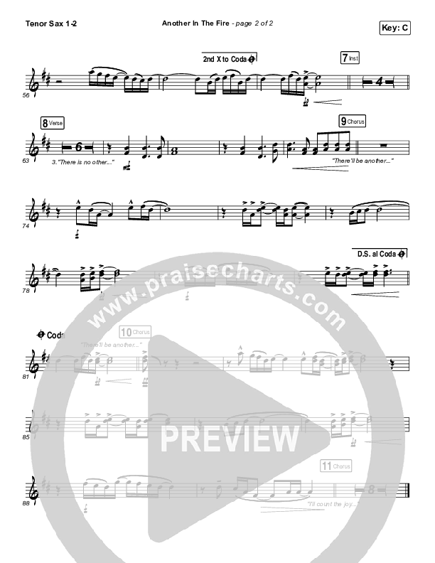 Another In The Fire Tenor Sax 1/2 (Hillsong UNITED)