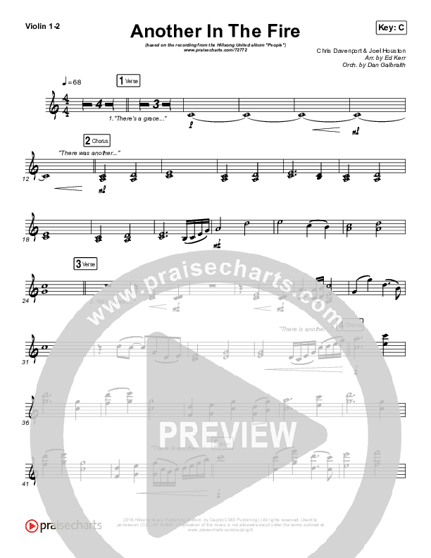 Another In The Fire Violin 1/2 (Hillsong UNITED)