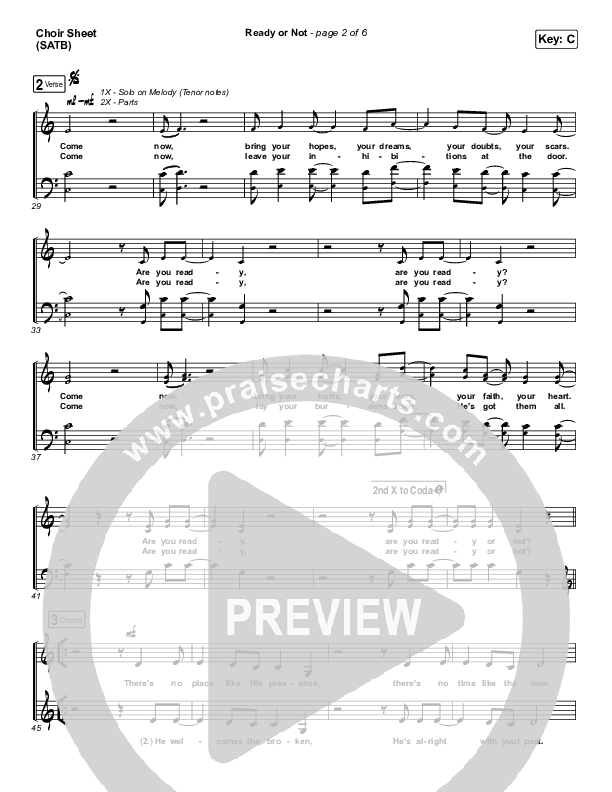 Ready Or Not Choir Sheet (SATB) (Hillsong UNITED)