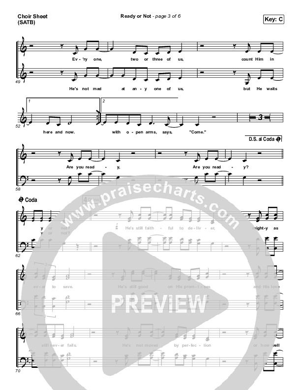 Ready Or Not Choir Sheet (SATB) (Hillsong UNITED)