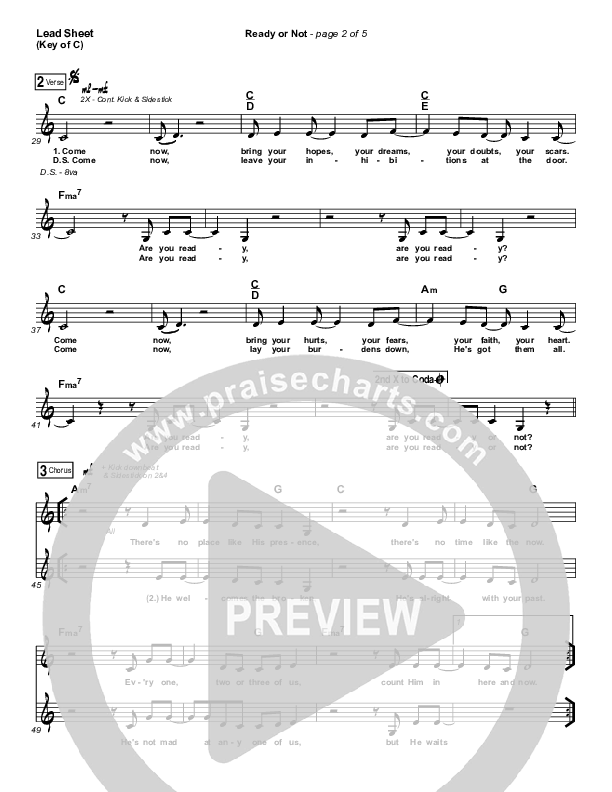 Ready Or Not Lead Sheet (Melody) (Hillsong UNITED)