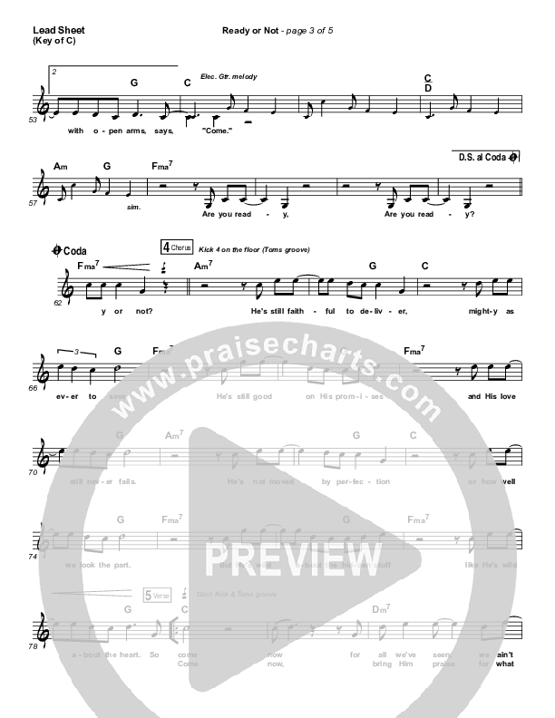 Ready Or Not Lead Sheet (Melody) (Hillsong UNITED)
