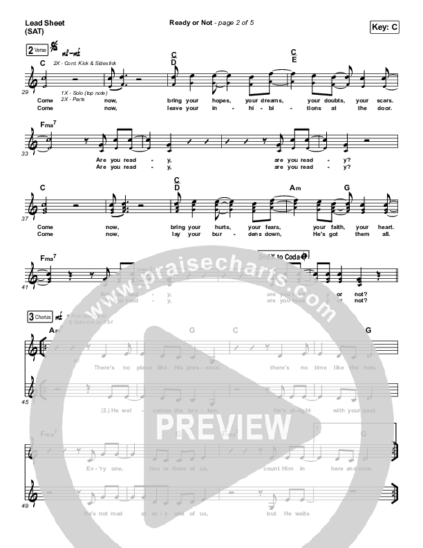 Ready Or Not Lead Sheet (SAT) (Hillsong UNITED)