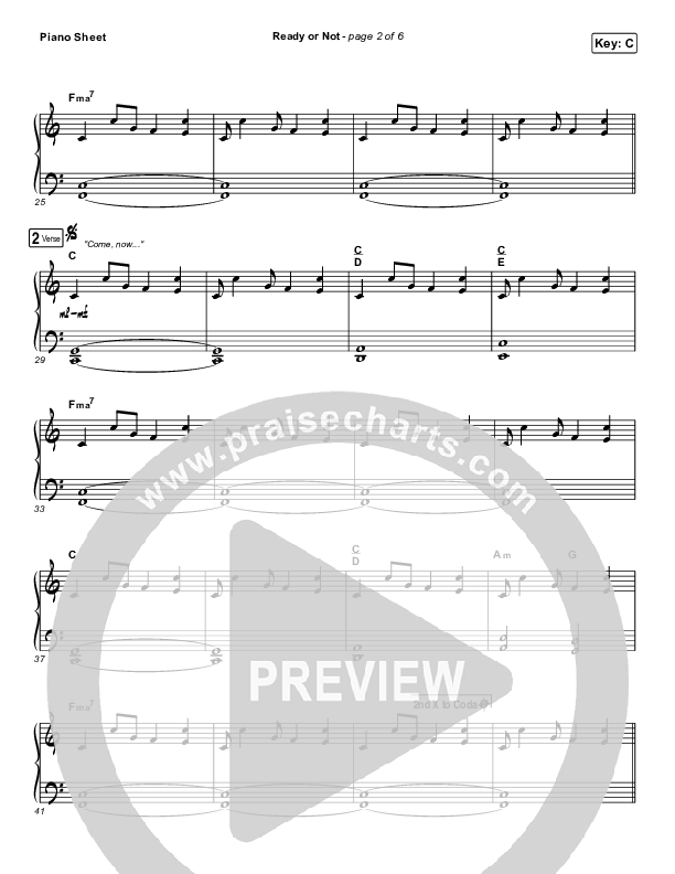 Ready Or Not Piano Sheet (Hillsong UNITED)