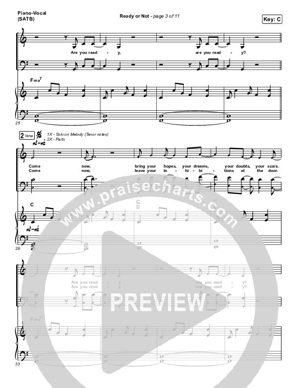 Ready Or Not Piano/Vocal (SATB) (Hillsong UNITED)