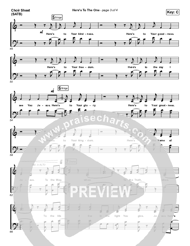 Here's To The One Choir Sheet (SATB) (Hillsong UNITED)