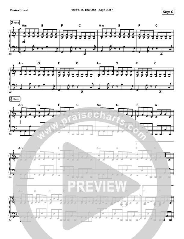 Here's To The One Piano Sheet (Hillsong UNITED)