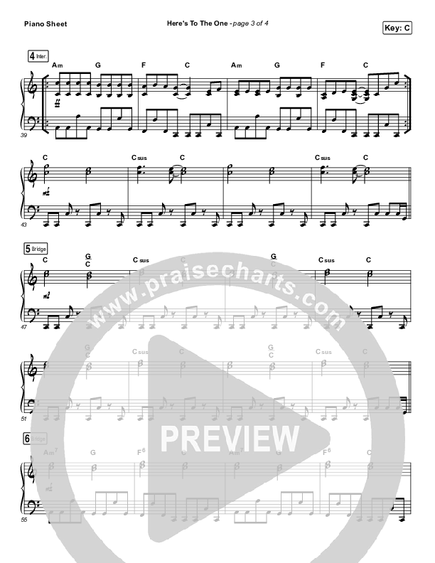 Here's To The One Piano Sheet (Hillsong UNITED)