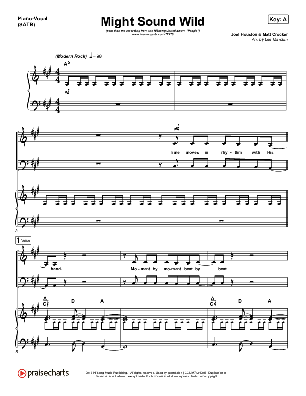 Might Sound Wild Piano/Vocal (SATB) (Hillsong UNITED)