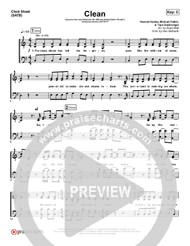 Clean Choir Sheet (SATB) (Hillsong UNITED)