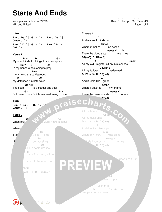 Starts And Ends Chords & Lyrics (Hillsong UNITED)