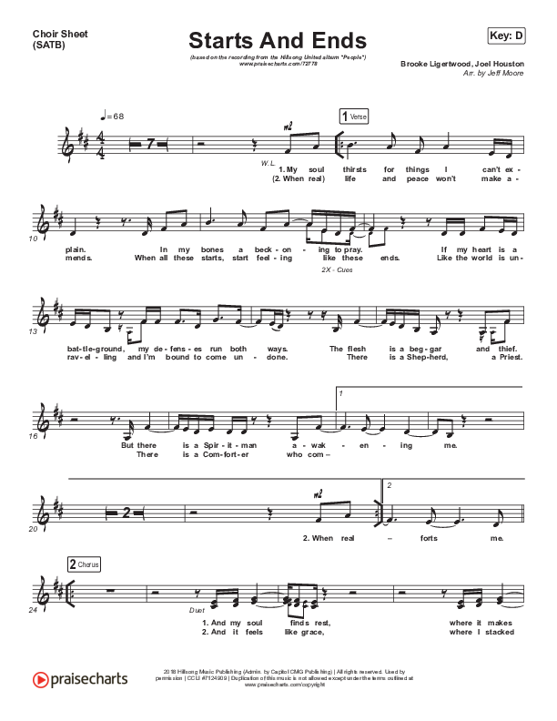 Starts And Ends Choir Sheet (SATB) (Hillsong UNITED)
