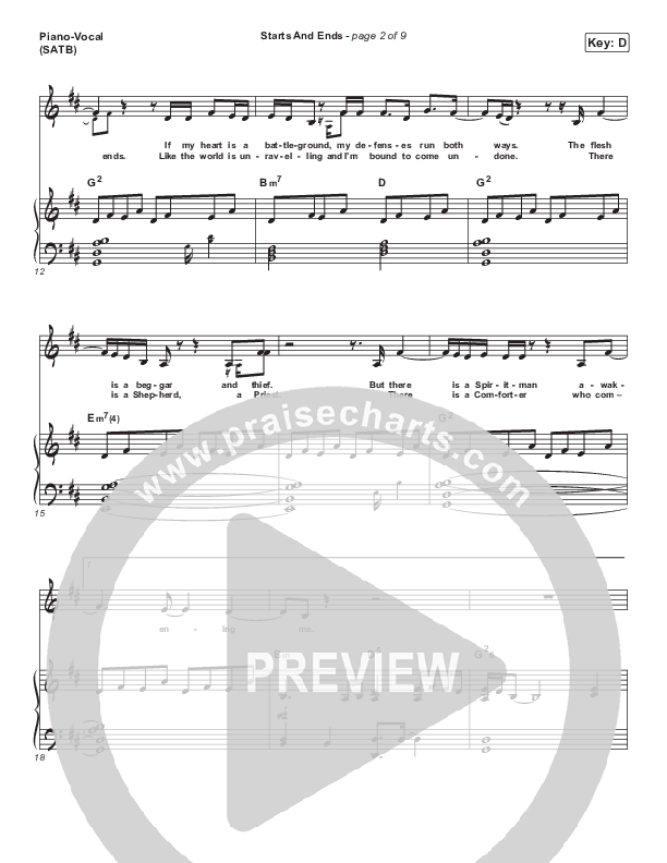 Starts And Ends Piano/Vocal Pack (Hillsong UNITED)