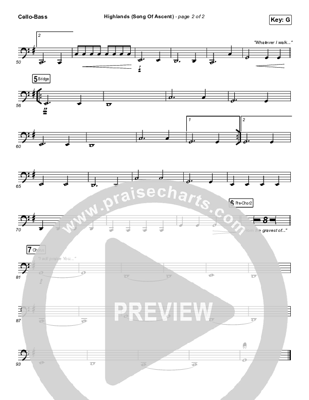 Highlands (Song Of Ascent) Cello/Bass (Hillsong UNITED)
