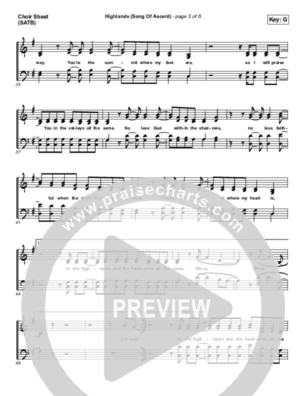 Highlands (Song Of Ascent) Choir Sheet (SATB) (Hillsong UNITED)