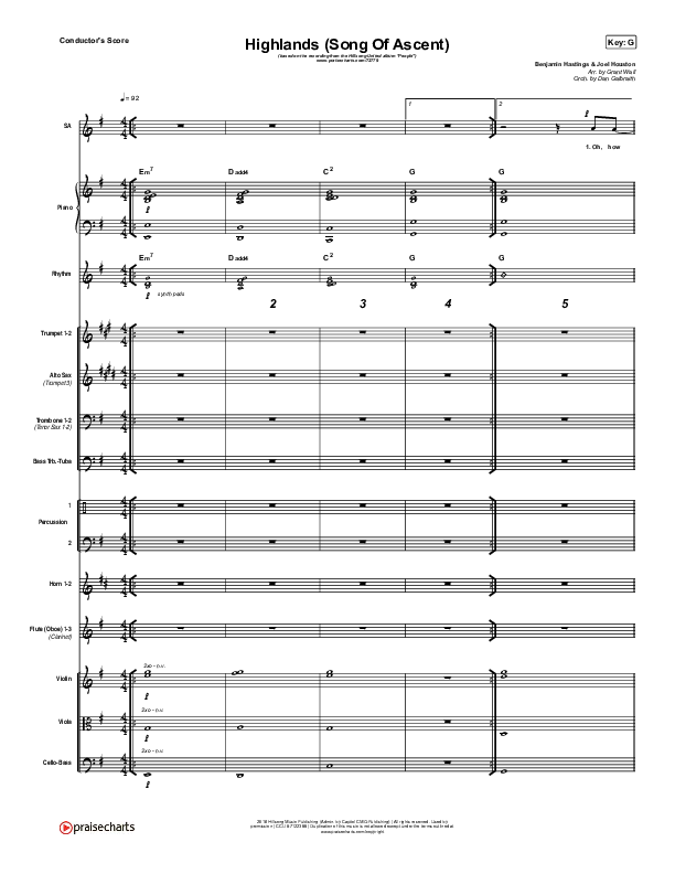 Highlands (Song Of Ascent) Conductor's Score (Hillsong UNITED)