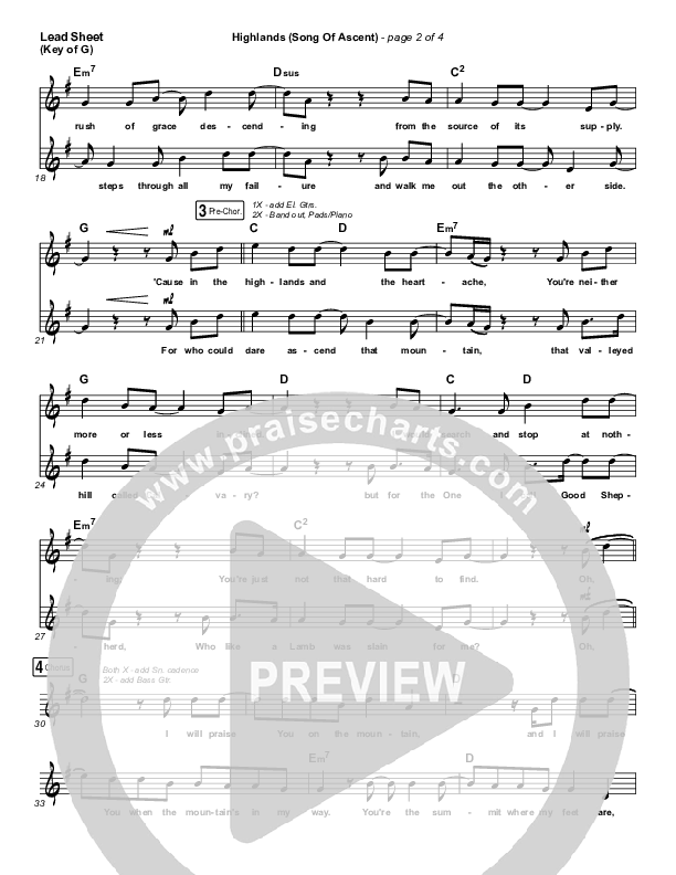 Highlands (Song Of Ascent) Lead Sheet (Melody) (Hillsong UNITED)