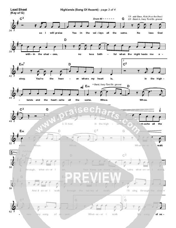 Highlands (Song Of Ascent) Lead Sheet (Melody) (Hillsong UNITED)