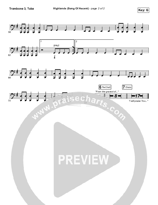 Highlands (Song Of Ascent) Trombone 3/Tuba (Hillsong UNITED)