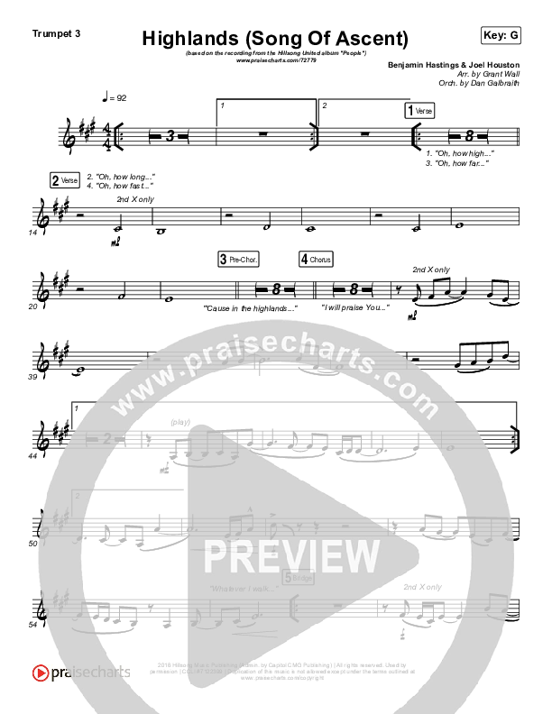 Highlands (Song Of Ascent) Trumpet 3 (Hillsong UNITED)