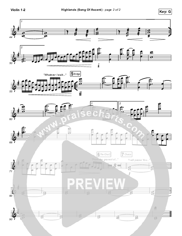 Highlands (Song Of Ascent) Violin 1/2 (Hillsong UNITED)