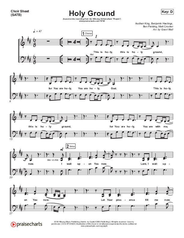 Holy Ground Choir Sheet (SATB) (Hillsong UNITED)