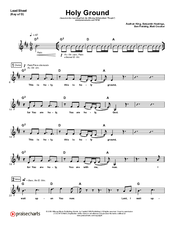 Holy Ground Lead Sheet (Melody) (Hillsong UNITED)