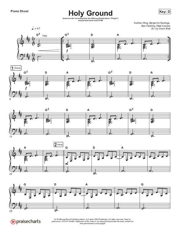 Holy Ground Piano Sheet (Hillsong UNITED)