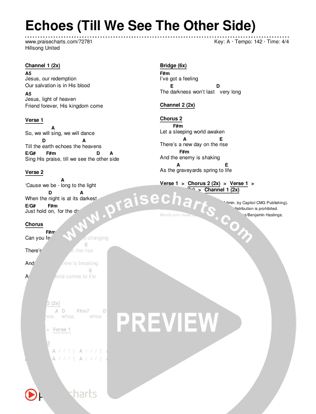 Echoes (Till We See The Other Side) Chords & Lyrics (Hillsong UNITED)