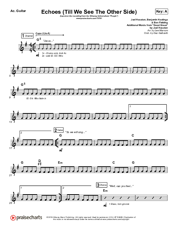 Echoes (Till We See The Other Side) Acoustic Guitar (Hillsong UNITED)