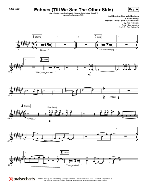 Echoes (Till We See The Other Side) Alto Sax (Hillsong UNITED)