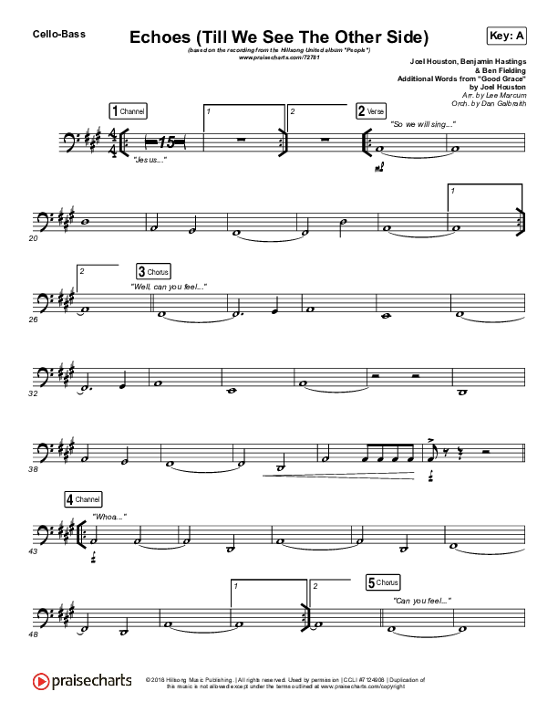 Echoes (Till We See The Other Side) Cello/Bass (Hillsong UNITED)