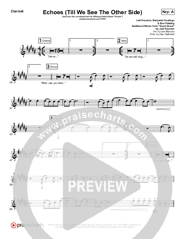 Echoes (Till We See The Other Side) Clarinet (Hillsong UNITED)