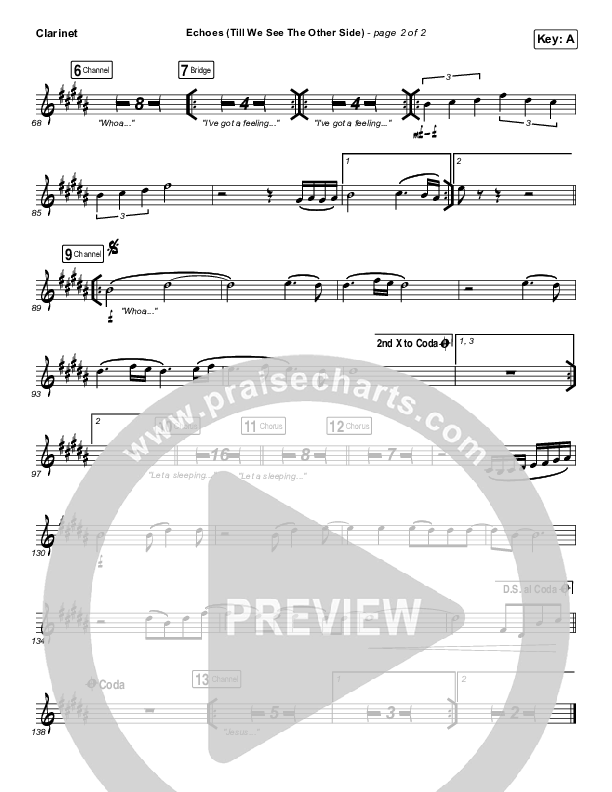 Echoes (Till We See The Other Side) Clarinet (Hillsong UNITED)