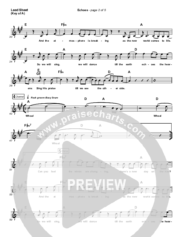 Echoes (Till We See The Other Side) Lead Sheet (Melody) (Hillsong UNITED)