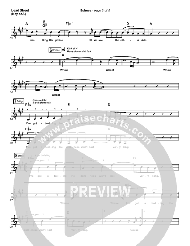 Echoes (Till We See The Other Side) Lead Sheet (Melody) (Hillsong UNITED)