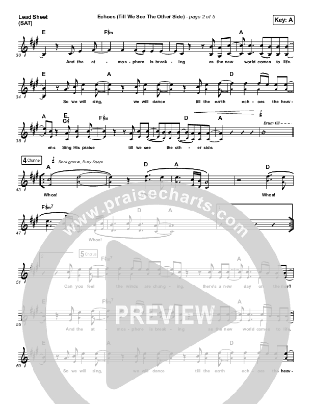 Echoes (Till We See The Other Side) Lead Sheet (SAT) (Hillsong UNITED)