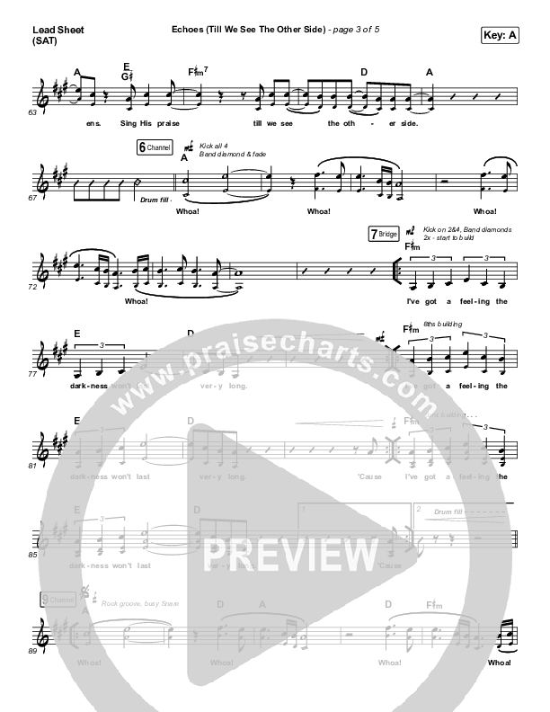 Echoes (Till We See The Other Side) Lead Sheet (SAT) (Hillsong UNITED)