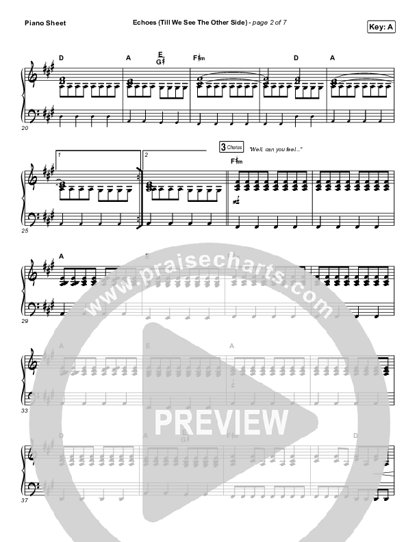 Echoes (Till We See The Other Side) Piano Sheet (Hillsong UNITED)