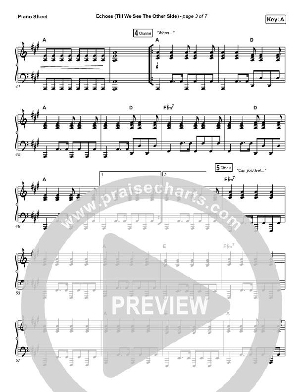 Echoes (Till We See The Other Side) Piano Sheet (Hillsong UNITED)