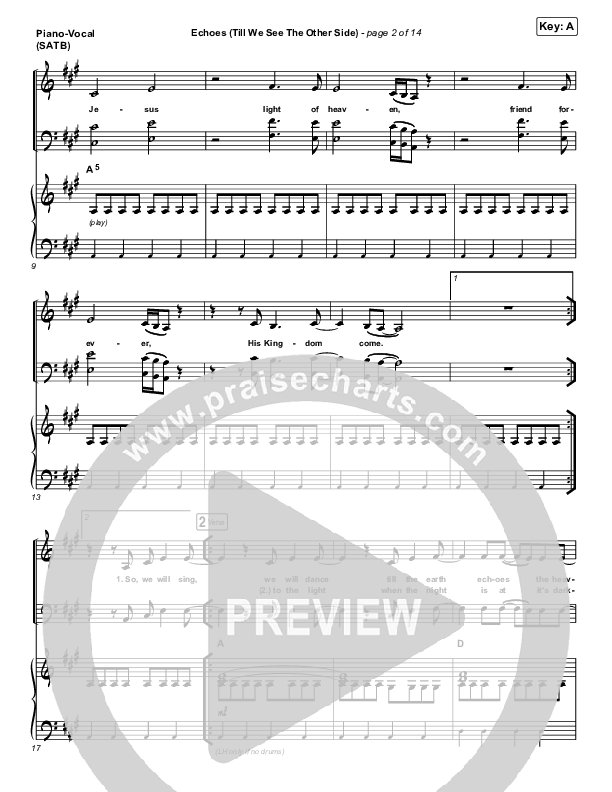 Echoes (Till We See The Other Side) Piano/Vocal (SATB) (Hillsong UNITED)