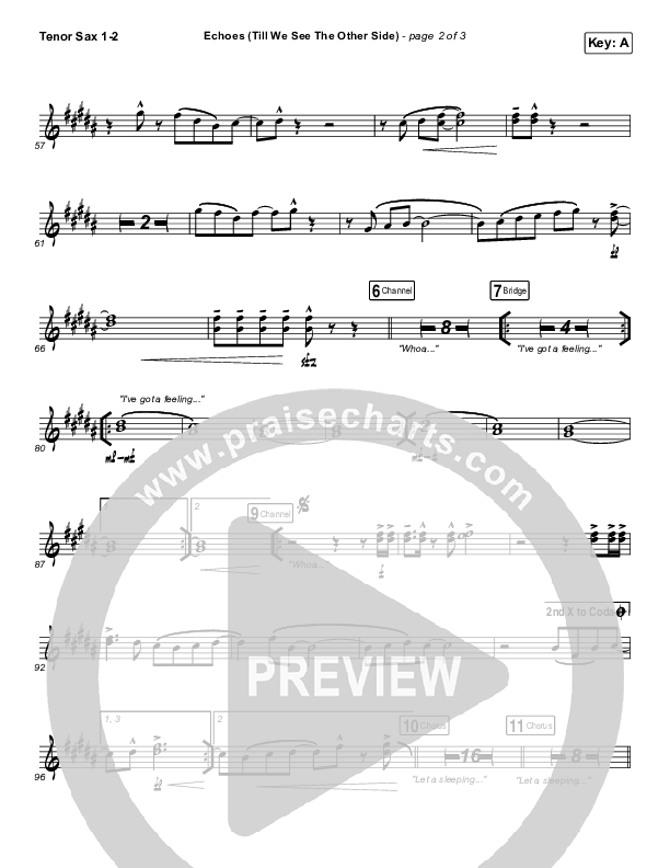 Echoes (Till We See The Other Side) Tenor Sax 1/2 (Hillsong UNITED)