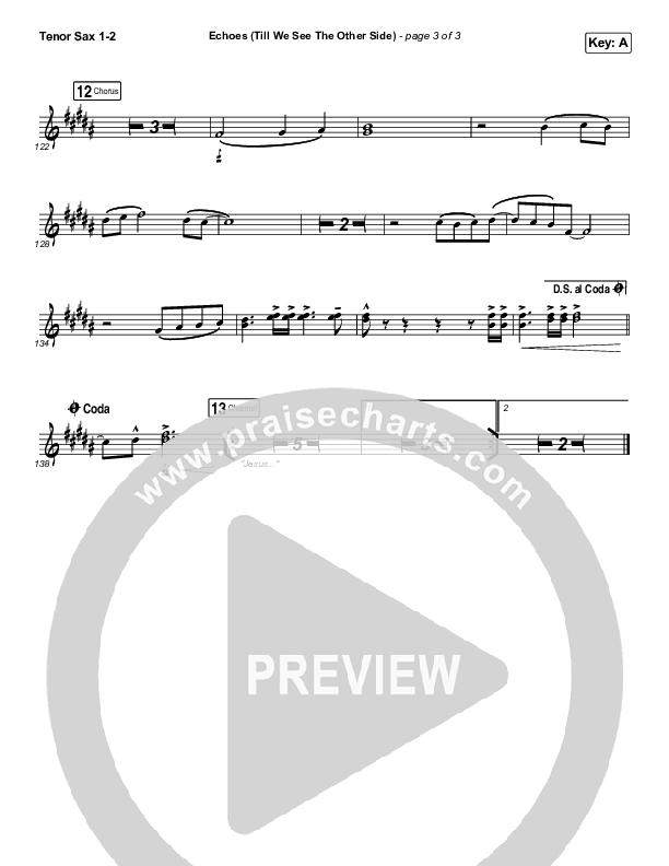 Echoes (Till We See The Other Side) Tenor Sax 1/2 (Hillsong UNITED)