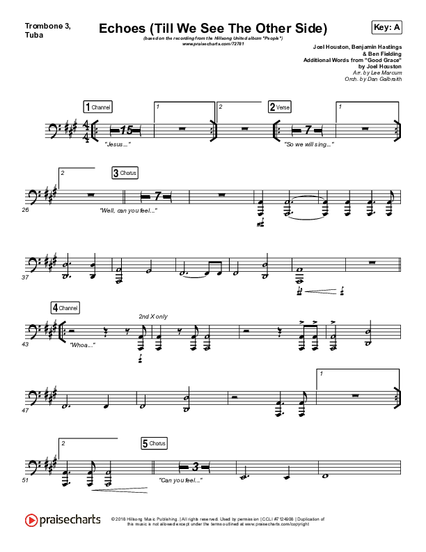 Echoes (Till We See The Other Side) Trombone 3/Tuba (Hillsong UNITED)