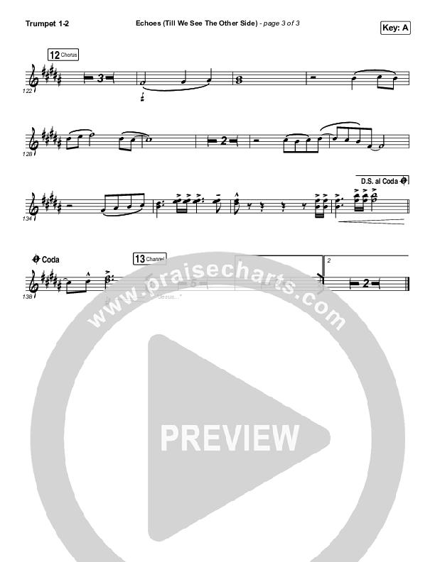 Echoes (Till We See The Other Side) Trumpet 1,2 (Hillsong UNITED)