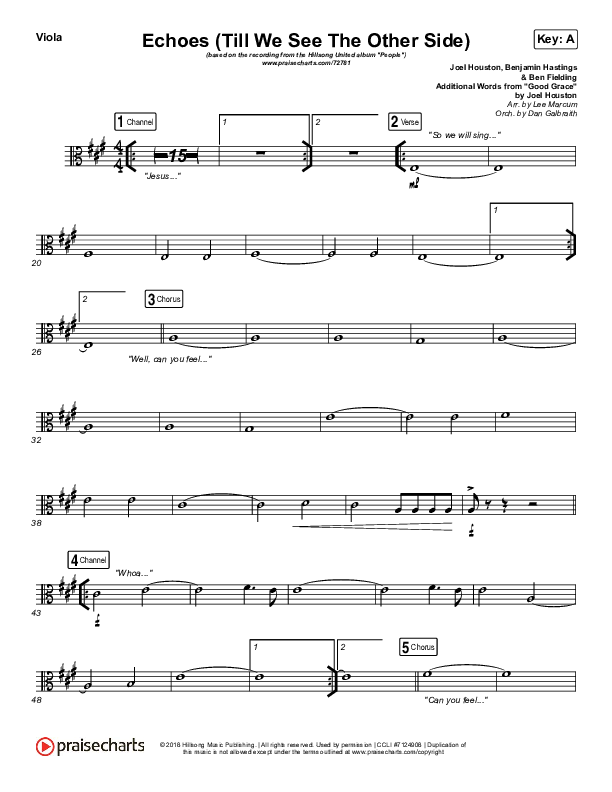 Echoes (Till We See The Other Side) Viola (Hillsong UNITED)